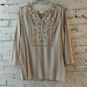 Pure Jill Embroidered Henley Tunic size small